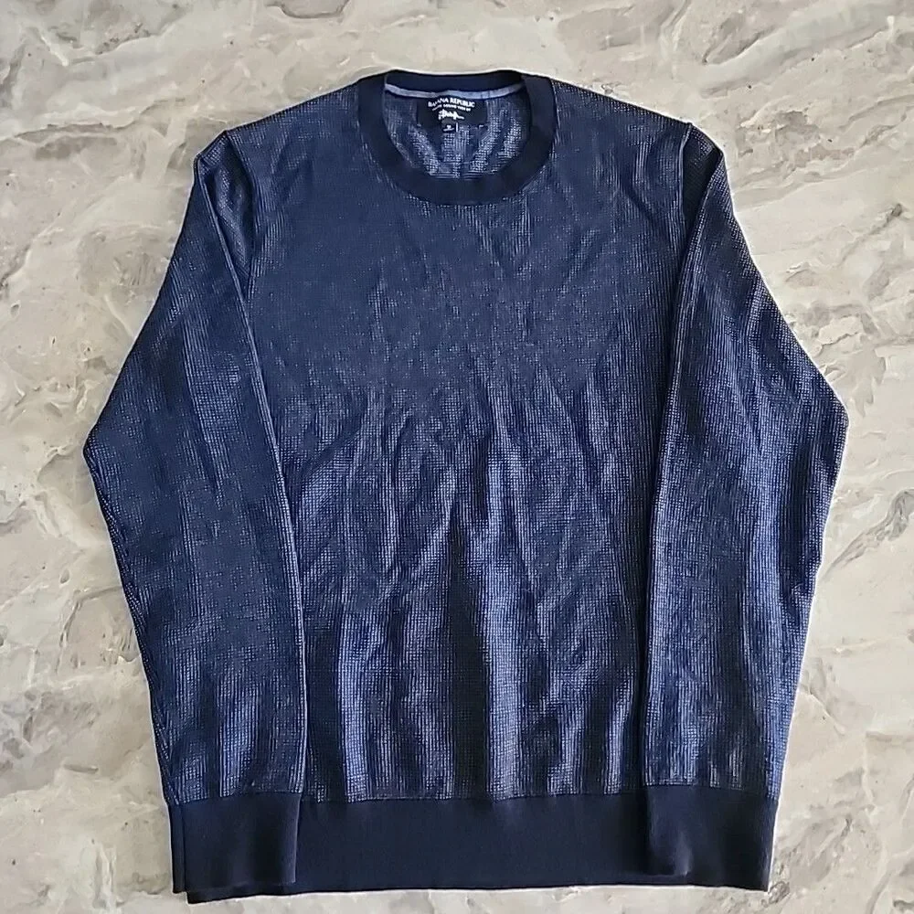 Banana Republic Italian Baruffa Merino Yarn Sweater Mens Size M Navy Blue